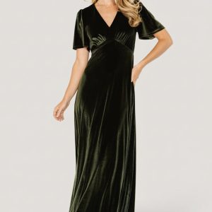 Vivian Velvet Maxi Dress | Olive