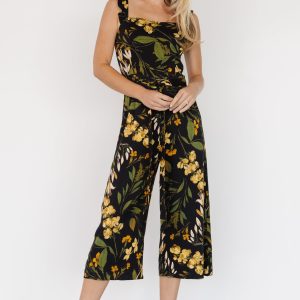 Gemma Jumpsuit | Black + Golden Floral