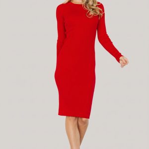 Mavis Ribbed Midi Dress | Red