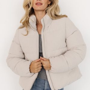 Holden Corduroy Puffer Jacket | Light Greige