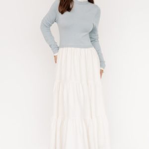 Sophie Sweater Dress | Light Blue + Ivory