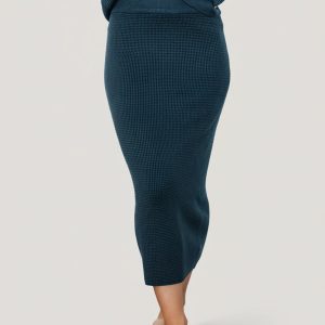 Carey Waffle Midi Skirt | Midnight Blue