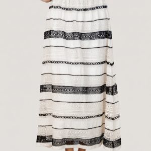 Alondra Woven Skirt | Cream + Black