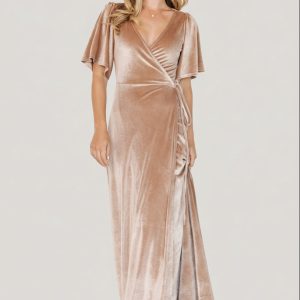 Meghan Velvet Wrap Maxi Dress | Champagne