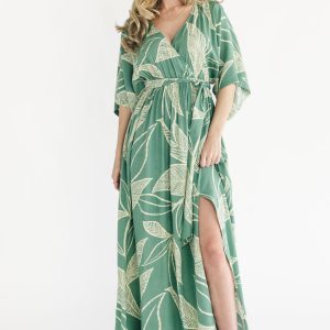 Kalea Maxi Dress | Green + Off White