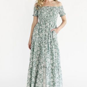 Payton Off Shoulder Maxi Dress | Dusty Sage