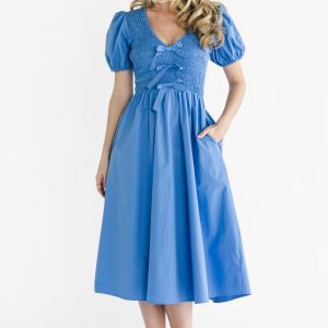 Pixie Midi Bow Dress | Blue
