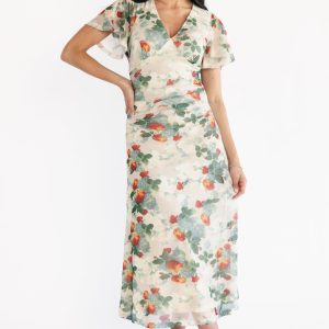 Amara Mesh Dress | Cream Multi Floral