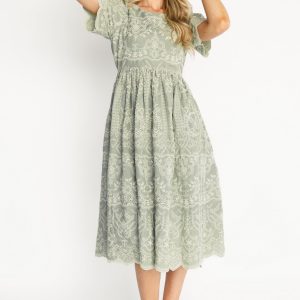Margot Eyelet Midi Dress | Sage