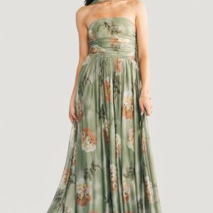 Elias Strapless Maxi Dress | Dark Sage Floral