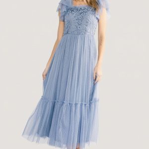 Elowyn Lace Top Midi Dress | Blue