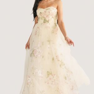 Carlotta Tulle Gown | Light Yellow Floral