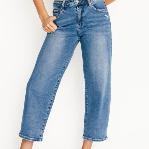 Lumi High Rise Crop Barrel Jeans | Medium Wash