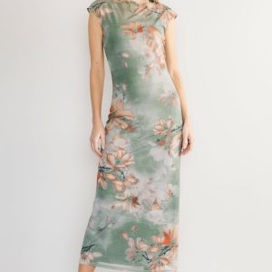 Daniela Mesh Midi Dress | Dusty Sage Floral