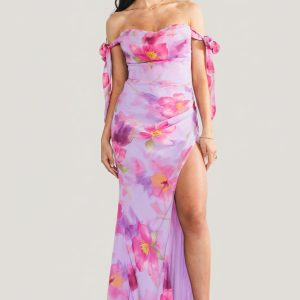Allegra Off Shoulder Maxi Dress | Lavender Floral
