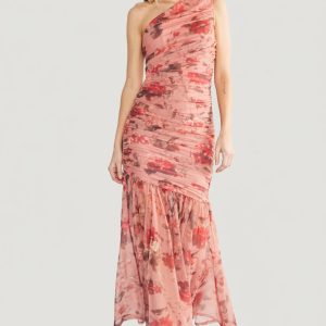 Emeline One Shoulder Maxi Dress | Pink Floral