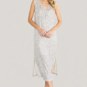 Marissa Sequin Midi Dress | Champagne