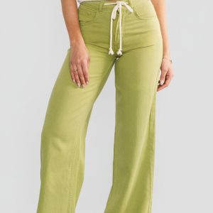 Mabel Mid Rise Soft Denim Pants | Green
