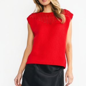 Bennett Sweater Top | Red