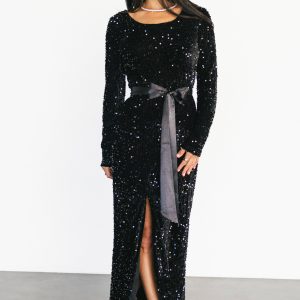 Julia Sequin Maxi Dress | Black