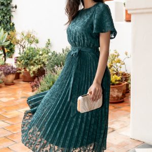 Mindy Pleated Dress | Emerald
