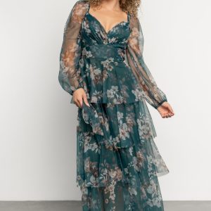 Tessa Tiered Maxi Dress | Green Floral