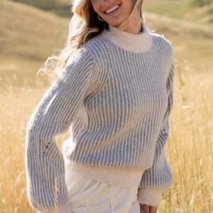 Vanessa Sweater | Natural + Blue Stripe