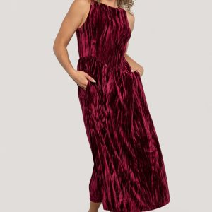 Octavia Velvet Midi Dress | Cranberry