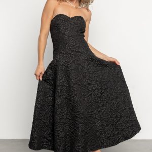 Selene Strapless Midi Dress | Black