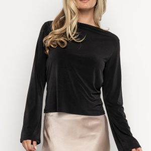 Tasia Drape Back Top | Black