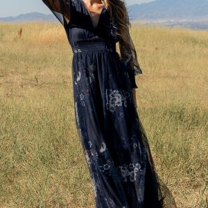 Layla Tulle Maxi Dress | Navy Multi