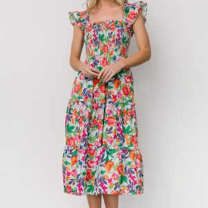 Harper Smocked Midi Dress | Blue Multi Floral
