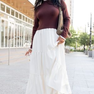 Sophie Sweater Dress | Mahogany + Ivory
