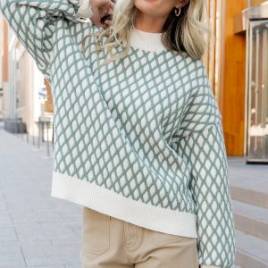 Hendrix Diamond Knit Sweater | Green