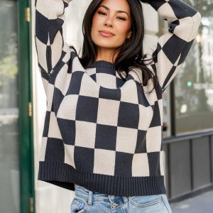 Quincy Checkered Sweater | Deep Jade