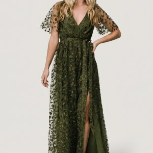 Marseille Embossed Maxi Dress | Olive