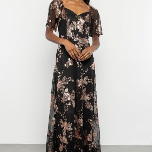 Karina Sequin Maxi Dress | Black + Gold