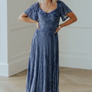 Everley Velvet Maxi Dress | Whisper Blue