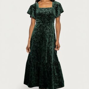 Eirene Velvet Dress | Emerald