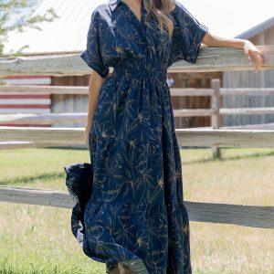 Hedda Tiered Maxi Dress | Deep Blue + Natural Floral