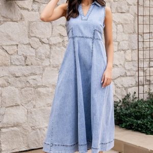 Georgia Sleeveless Midi Dress | Denim