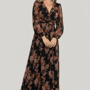 Adira Maxi Dress | Black + Mauve Floral