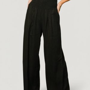 Parvati Smocked Waist Pants | Black