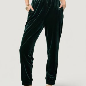 Archie Velvet Jogger Pants | Dark Green