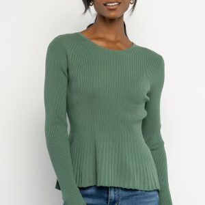 Ainsley Ribbed Top | Winter Green