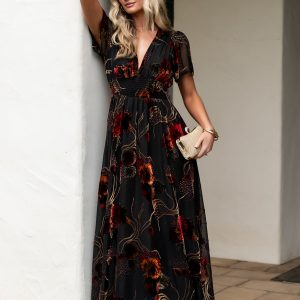 Valen Maxi Dress | Black Multi