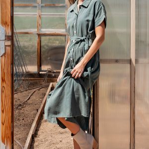 Logan Button Up Dress | Green