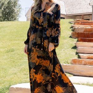 Helen Maxi Dress | Black + Gold