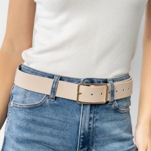 Bruna Faux Leather Buckle Belt | Ivory