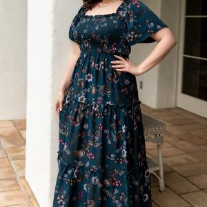 Southampton Smocked Maxi Dress | Jade Blossom